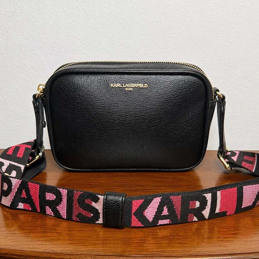 Karl Lagerfeld Paris Maybelle Camera Crossbody Bag with Logo Strap